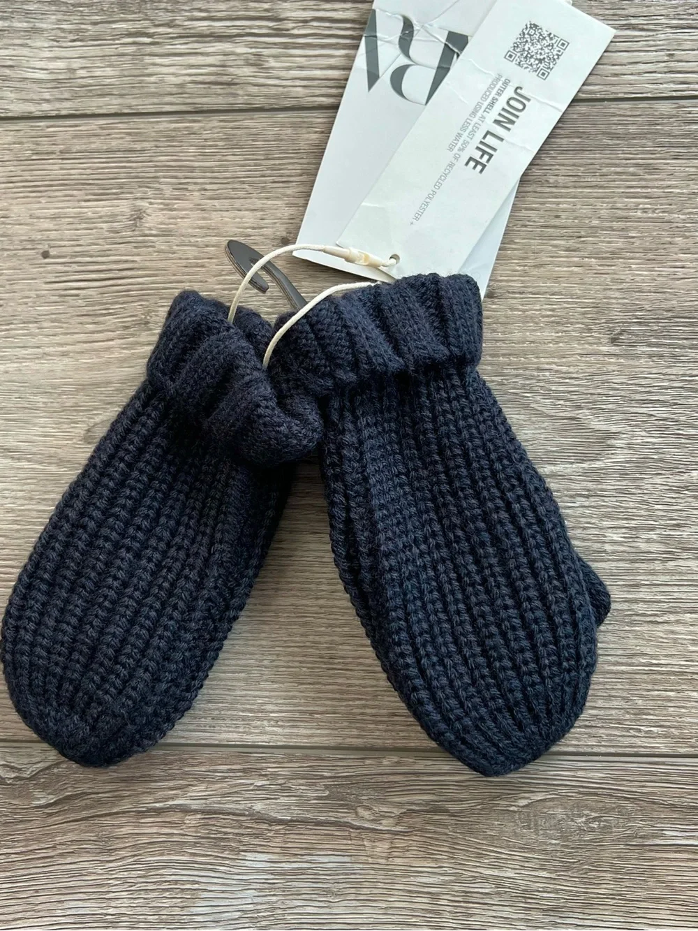 NWT ZARA Navy Blue Knit Mittens Size 0-1 Years